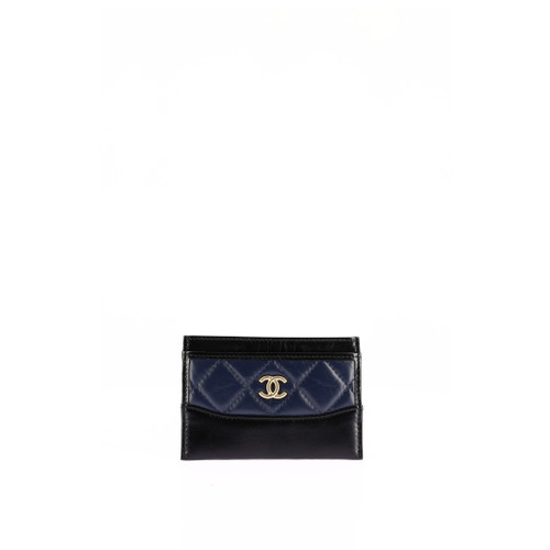 CHANEL Black And Navy Leather Card Holder Image 1