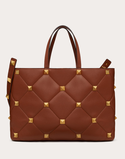 VALENTINO Large Roman Stud The Tote In Grainy Calfskin