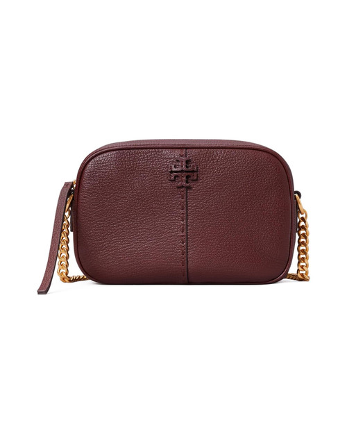 TORY BURCH Mcgraw Textured Leather Camera Bag WINE Image 1