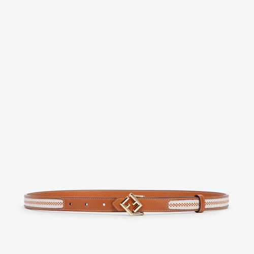 FF Diamonds Belt Canvas And Brown Leather Reversible Belt