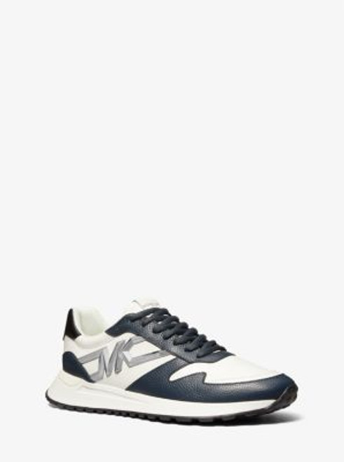 MICHAEL KORS  Dax Two-Tone Leather Trainer - Navy