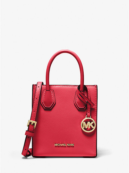 MICHAEL KORS Mercer Extra-Small Pebbled Leather Crossbody Bag - Bright Red