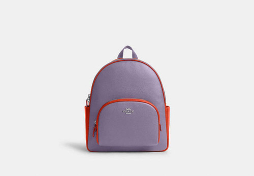 COACH Court Backpack In Colorblock SILVER/LIGHT VIOLET/ELECTRIC CORAL Image 1
