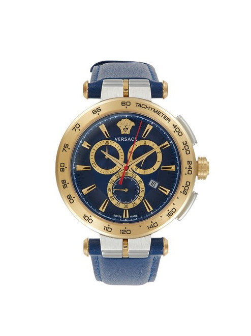 VERSACE Aion Chrono 45Mm Two Tone Stainless Steel & Leather Strap Chronograph Watch ONE SIZE Image 1