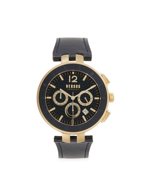 VERSUS VERSACE 44Mm Ip Goldtone Stainless Steel & Leather Strap Chronograph Watch ONE SIZE Image 1