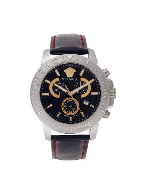 VERSACE 45Mm Stainless Steel & Leather Strap Chronograph Watch ONE SIZE Image 1