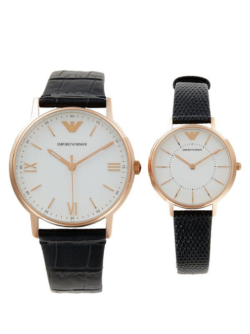 EMPORIO ARMANI 2-Piece 41Mm Rose Goldtone Stainless Steel Watch & Leather Strap Set ONE SIZE Image 1