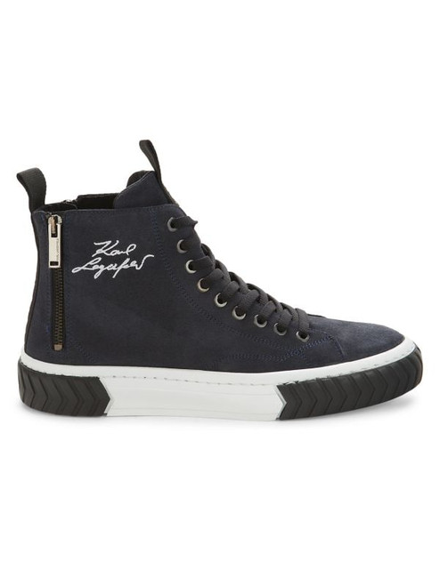 KARL LAGERFELD PARIS High-Top Suede Double-Zip Sneakers NAVY Image 1