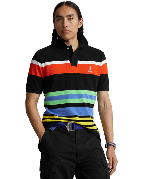 POLO RALPH LAUREN  Classic Fit Striped Mesh Polo Short Sleeve Shirt POLO BLACK MULTI Image 1