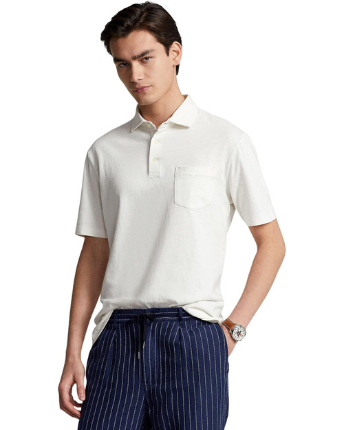 POLO RALPH LAUREN  Classic Fit Cotton-Linen Polo Shirt ANTIQUE CREAM Image 1