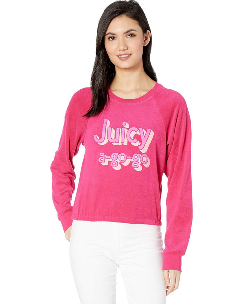 JUICY COUTURE  Juicy A Gogo Microterry Logo Pullover SWEET RASPBERRY Image 1