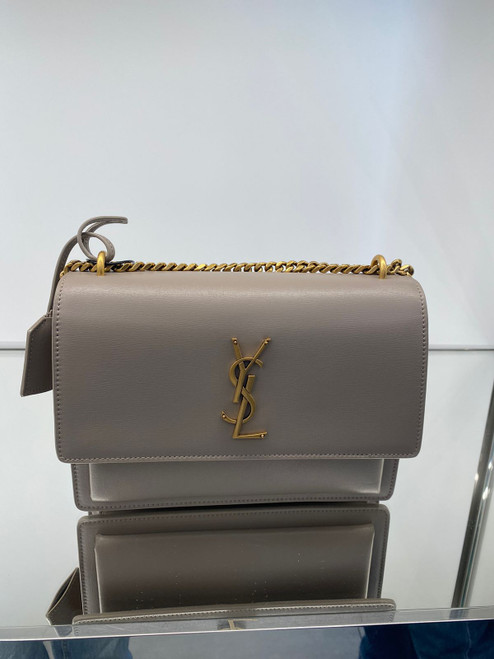 YSL Sunset Medium Shoulder Bag - Fog