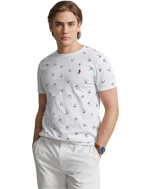 POLO RALPH LAUREN  Classic Fit Printed Jersey T-Shirt COLOR NAUTICAL ANCHORS WHITE Image 1