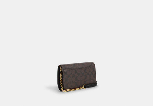 COACH Flap Clutch Crossbody In Signature Canvas COATED CANVAS/GOLD/BROWN BLACK Image 1