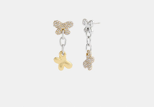 COACH Pavé Butterfly Drop Earrings GOLD/SILVER Image 1