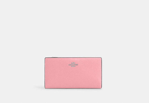 COACH Slim Zip Wallet SILVER/FLOWER PINK Image 1