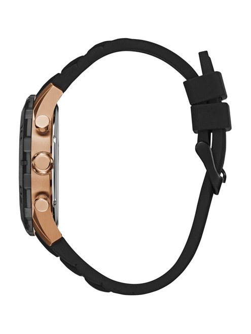 GUESS Black And Rose Gold-Tone Silicone Watch Image 1