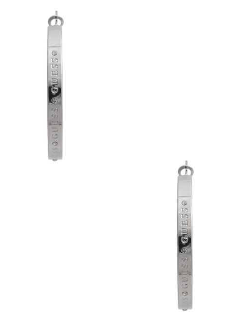 GUESS Silver-Tone Logo Hoop Earrings Image 1