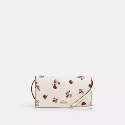 COACH Anna Foldover Clutch Crossbody With Ladybug Floral Print