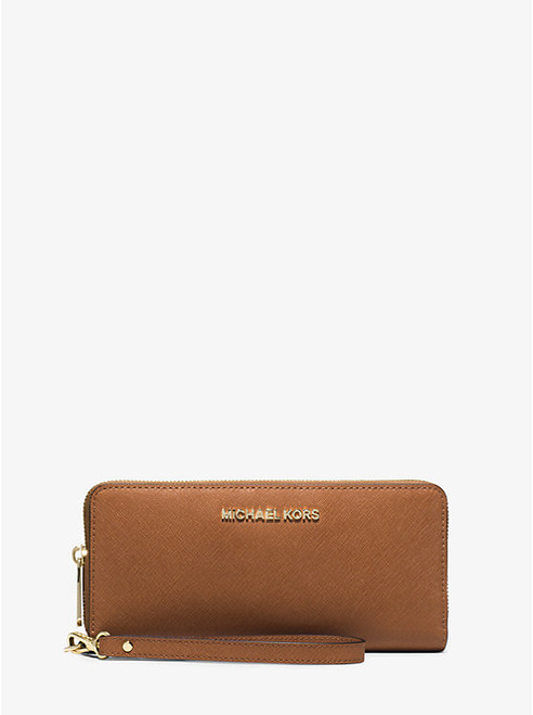 MICHAEL KORS Leather Continental Wristlet LUGGAGE Image 1