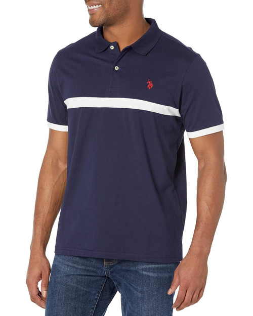 U.S. POLO ASSN. Thin Chest Stripe Sleeve Cuff Knit Shirt CLASSIC NAVY Image 1