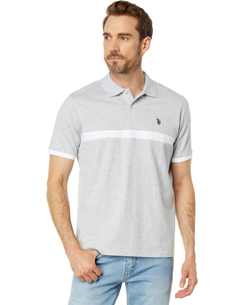 U.S. POLO ASSN. Thin Chest Stripe Sleeve Cuff Knit Shirt HEATHER LIGHT GREY Image 1