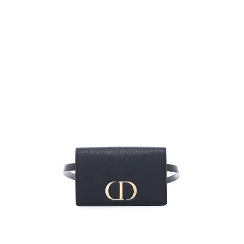 DIOR 30 Montaigne Wallet On Chain Dior Grained Leather Black