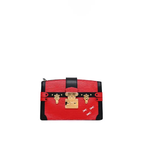 LOUIS VUITTON Petite Malle Shoulder Bag Epi Leather Red