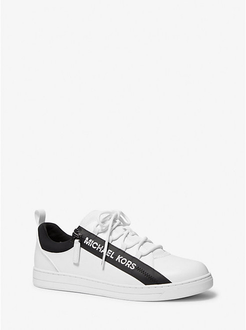 MICHAEL KORS Keating Leather And Mesh Zip-Up Sneaker OPTIC WHITE Image 1