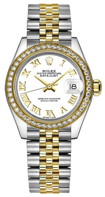 ROLEX Lady-Datejust 28 White Roman Numeral Dial Watch 279383Rbr-0023 Image 1 ROLEX Lady-Datejust 28 White Roman Numeral Dial Watch 279383Rbr-0023 Image 1