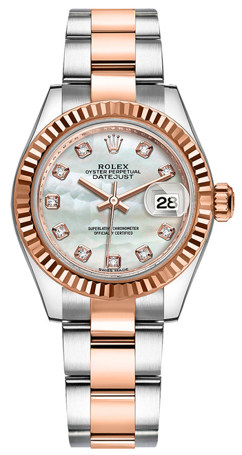 ROLEX Lady-Datejust 28 Mother Of Pearl Diamond Gold & Steel Watch 279171-0014 Image 1 ROLEX Lady-Datejust 28 Mother Of Pearl Diamond Gold & Steel Watch 279171-0014 Image 1