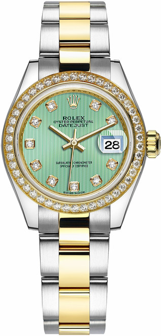 ROLEX Lady-Datejust 28 Green Diamond Dial Oyster Bracelet Watch 279383Rbr-0014 Image 1