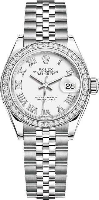 ROLEX Lady-Datejust 28 White Roman Numeral Dial Watch 279384Rbr-0019 Image 1 ROLEX Lady-Datejust 28 White Roman Numeral Dial Watch 279384Rbr-0019 Image 1