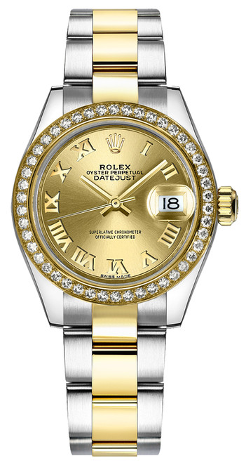 ROLEX Lady-Datejust 28 Champagne Roman Numeral Dial Watch 279383Rbr-0010 Image 1