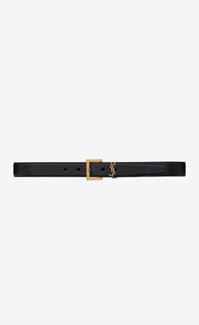 SAINT LAURENT Cassandre Belt With Square Buckle In Smooth Leather