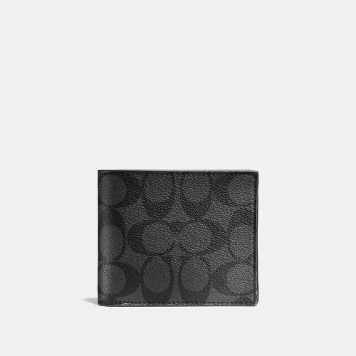 COACH 3 In 1 Wallet In Signature Canvas -Charcoal/Black(@Delhi Studio)