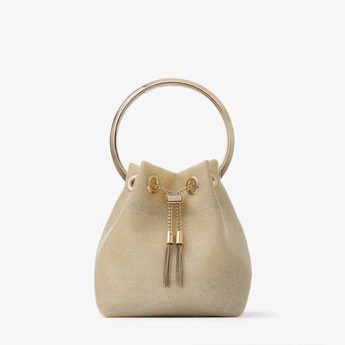 JIMMY CHOO Bon Bon Champagne Metallic Mesh Bag