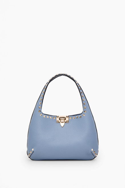 VALENTINO Rockstud Small Hobo Bag In Grainy Calfskin