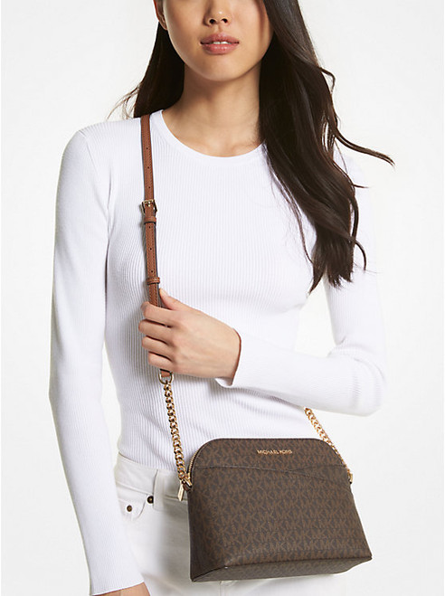 MICHAEL KORS Jet Set Travel Medium Logo Dome Crossbody Bag BROWN Image 3