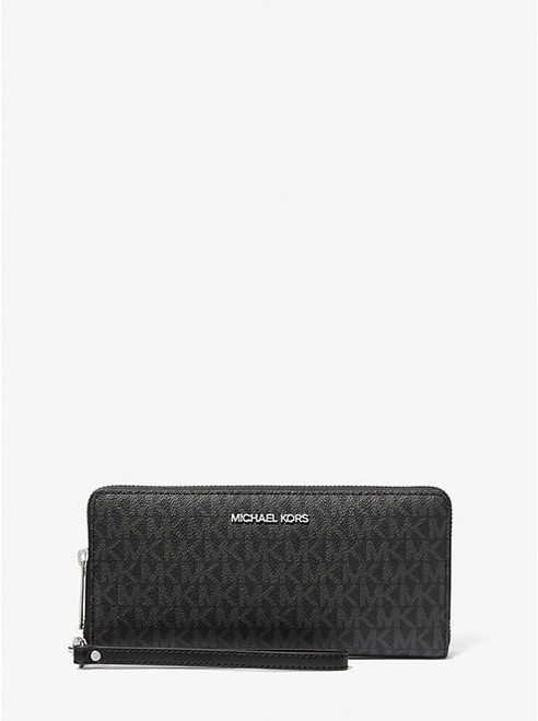 MICHAEL KORS Jet Set Travel Large Signature Logo Continental Wallet BLACK Image 1