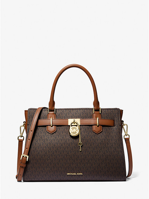 MICHAEL KORS Hamilton Medium Logo Satchel BROWN Image 1 MICHAEL KORS Hamilton Medium Logo Satchel BROWN Image 1