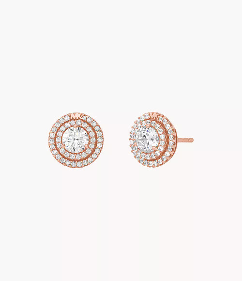 MICHAEL KORS 14K Rose Gold-Plated Pavé Halo Stud Earrings Mkc1588An791 Image 1