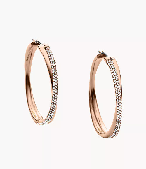MICHAEL KORS Brilliance Statement Rose Gold-Tone Stainless Steel Hoop Earring Mkj3671791 Image 1