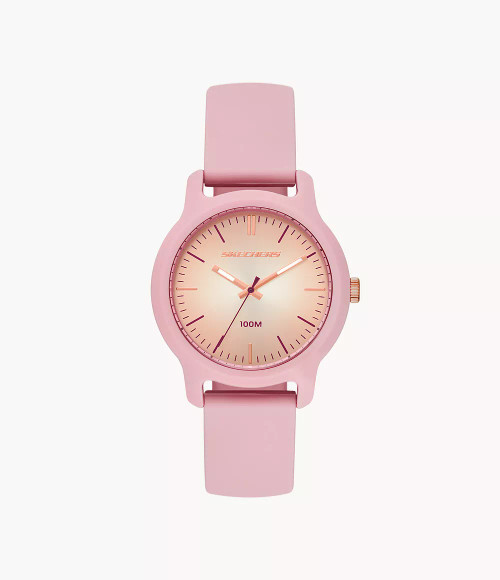 SKECHERS Ostrom Women'S 38Mm Quartz Analog Watch With Dual Tone Case And Silicone Strap, Blush, Rose Gold & Burgundy Sr6266 Image 1