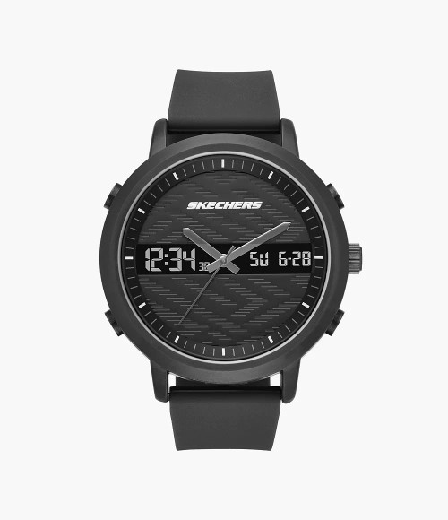 SKECHERS Lawndale 48Mm Analog-Digital Chronograph Watch With Silicone Strap & Metal Case, Black Sr5071 Image 1