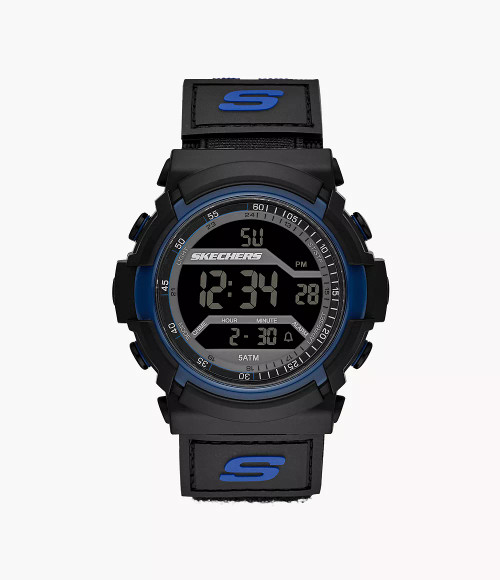 SKECHERS Flournoy Men'S 53Mm Sport Digital Fast Wrap Watch, Black And Blue Sr1032 Image 1