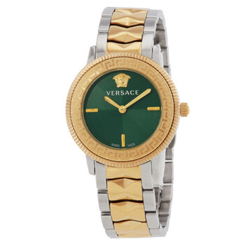 VERSACE  V-Tribute Quartz Green Dial Two-Tone Ladies Watch