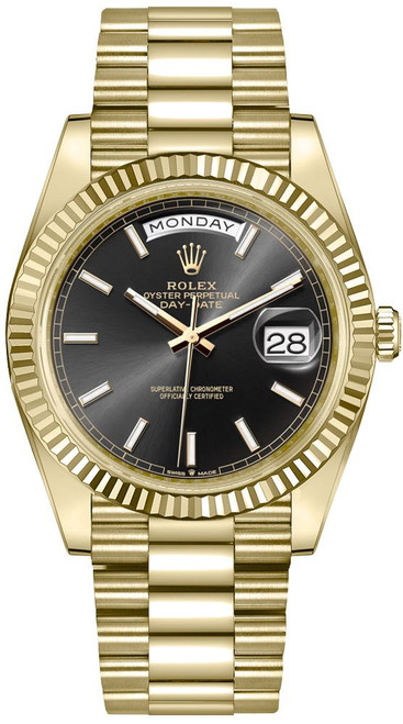 ROLEX Day-Date 40 Bright Black Dial Yellow Gold Men'S Watch 228238-0067 Image 1