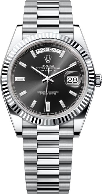 ROLEX Day-Date 40 Black Dial Baguette Diamonds Men'S Watch 228236-0004 Image 1