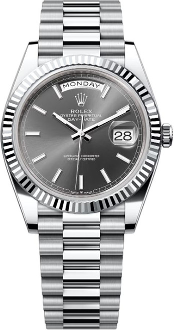ROLEX Day-Date 40 Slate Index Dial 40Mm Platinum Men'S Watch 228236-0013 Image 1 ROLEX Day-Date 40 Slate Index Dial 40Mm Platinum Men'S Watch 228236-0013 Image 1
